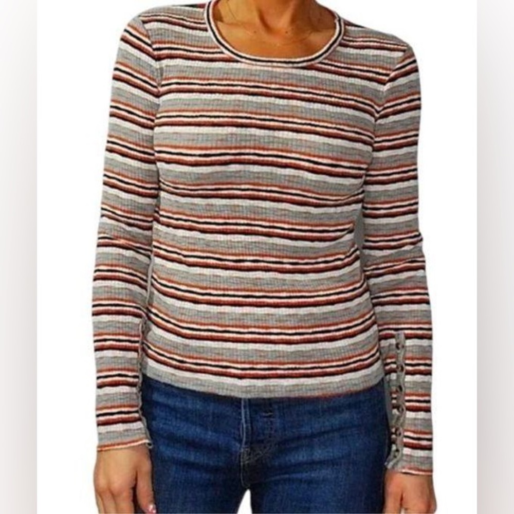 Madewell Women’s Button- Long Sleeve Tee in Elsie Stripe Sz M